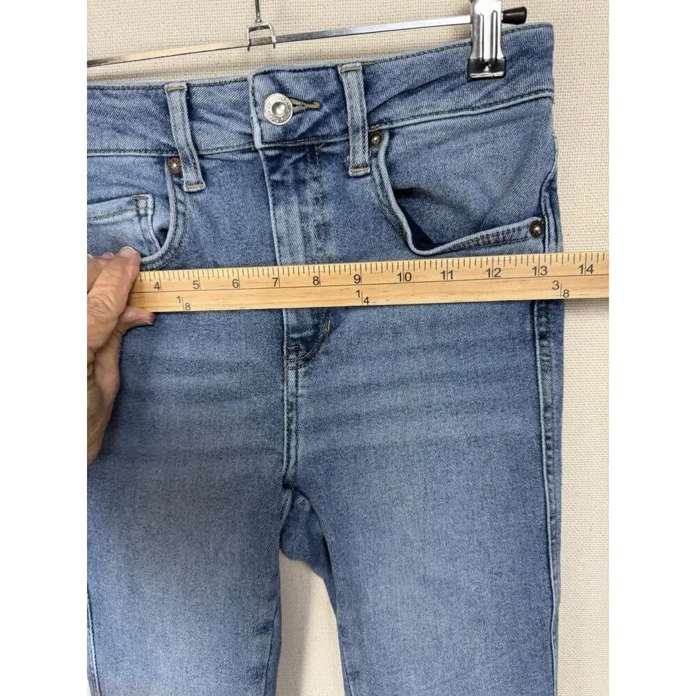 We The Free People Jeans Size 26 High Rise Skinny Stretch Frayed Hem Blue Denim - Picture 11 of 14